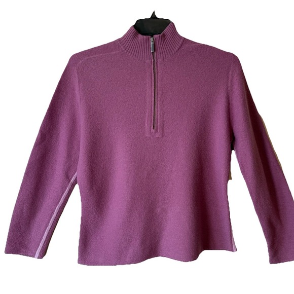 VTG Smartwool Sweater Womens SZ XL Merino Wool 1/4 Zip Outdoors Camping Purple - Picture 1 of 11